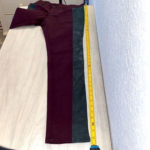 Rag & Bone Skinny Pop Leggings With Lamb Leather Panel Size 29 In Wine - Picture 12 of 13